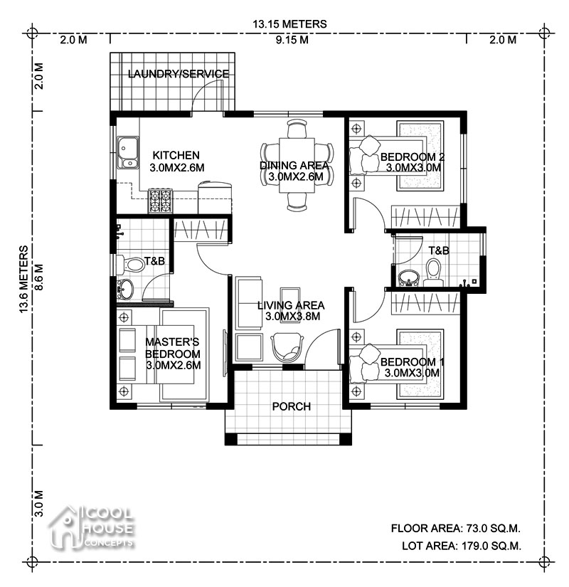 3 Bedroom Bungalow House Plan Cool House Concepts