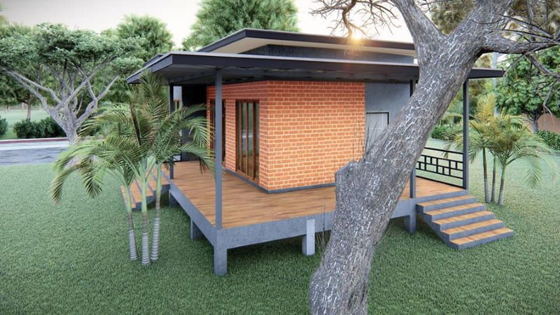 Picture of Country Home Plan with Bricks Clad-Wall